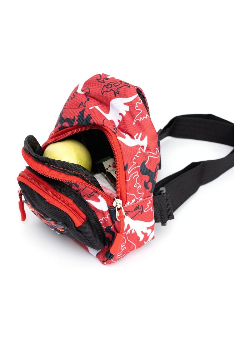 Y&D Children Cartoon Dinosaur Waist Packs, Small Crossbody Shoulder Bag with Adjustable Belt, for Sports Running, Camping, Traveling, Camping(Red)  - Image 4