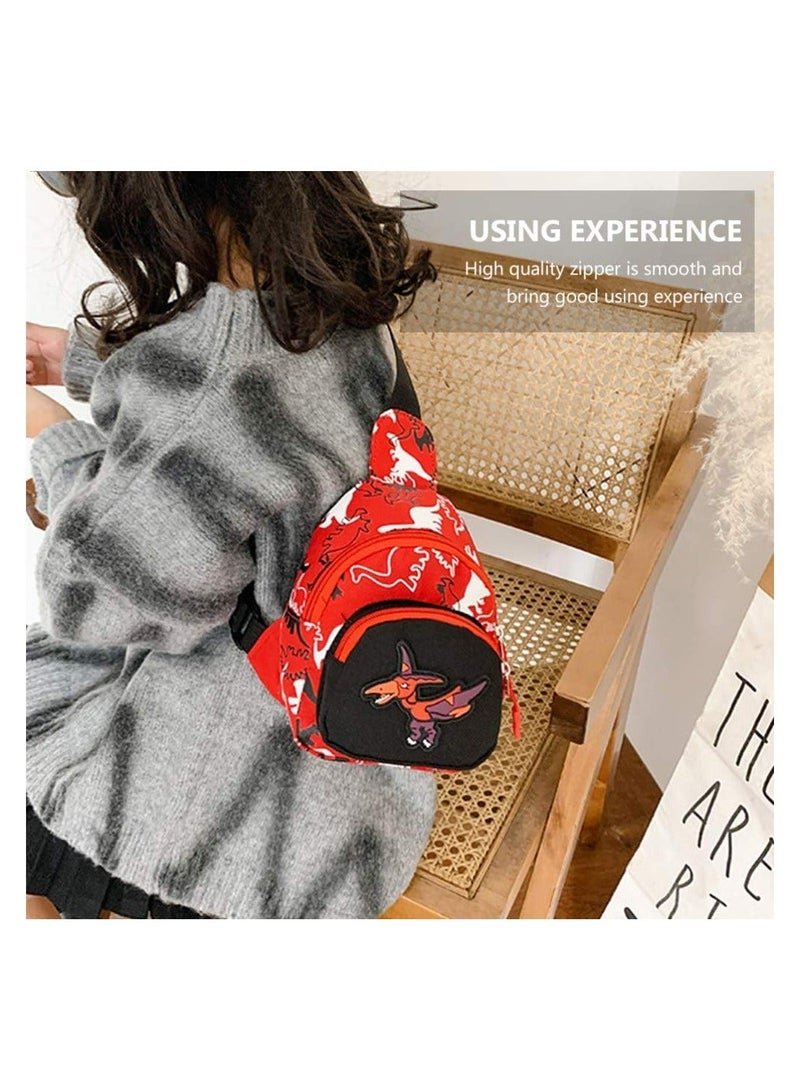 Y&D Children Cartoon Dinosaur Waist Packs, Small Crossbody Shoulder Bag with Adjustable Belt, for Sports Running, Camping, Traveling, Camping(Red)  - Image 2