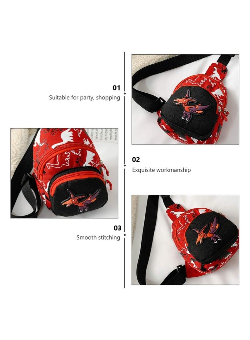 Y&D Children Cartoon Dinosaur Waist Packs, Small Crossbody Shoulder Bag with Adjustable Belt, for Sports Running, Camping, Traveling, Camping(Red)  - Image 5