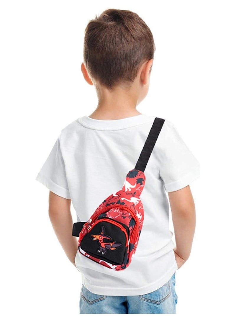 Y&D Children Cartoon Dinosaur Waist Packs, Small Crossbody Shoulder Bag with Adjustable Belt, for Sports Running, Camping, Traveling, Camping(Red)  - Image 3