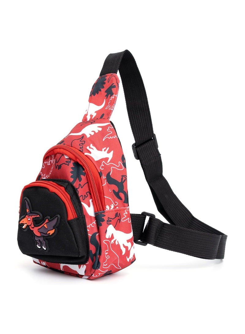 Y&D Children Cartoon Dinosaur Waist Packs, Small Crossbody Shoulder Bag with Adjustable Belt, for Sports Running, Camping, Traveling, Camping(Red)  - Image 1