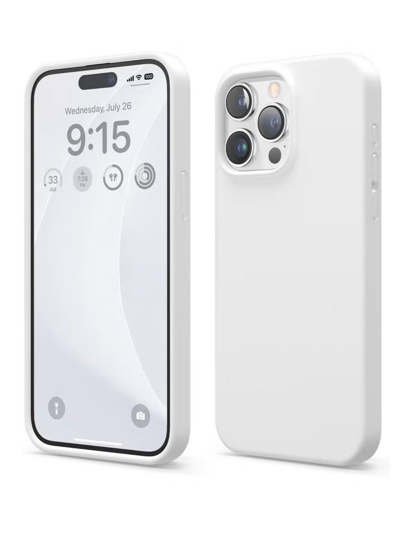 IAF Liquid Silicone for iPhone 15 Pro MAX Case Cover Full Body Protection, Shockproof, Slim, Anti-Scratch Soft Microfiber Lining - White