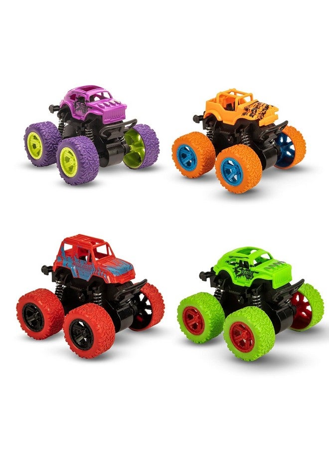 Niku 4x4 Mini Monster Truck for Kids Boys Girls 3 4 5 6 7 8 Year Old, Push and Go Friction Powered Car Toys, Birthday Party Gift for Kids (Pack of 4, Multicolor) - Image 1