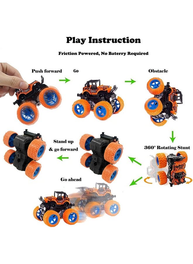 Niku 4x4 Mini Monster Truck for Kids Boys Girls 3 4 5 6 7 8 Year Old, Push and Go Friction Powered Car Toys, Birthday Party Gift for Kids (Pack of 4, Multicolor) - Image 2