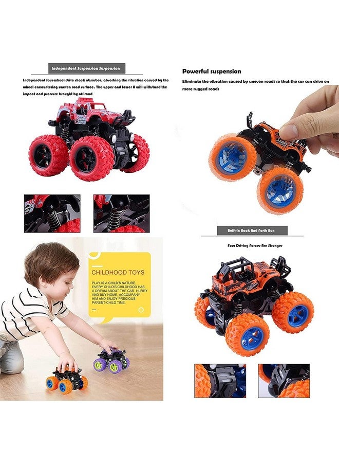 Niku 4x4 Mini Monster Truck for Kids Boys Girls 3 4 5 6 7 8 Year Old, Push and Go Friction Powered Car Toys, Birthday Party Gift for Kids (Pack of 4, Multicolor) - Image 3