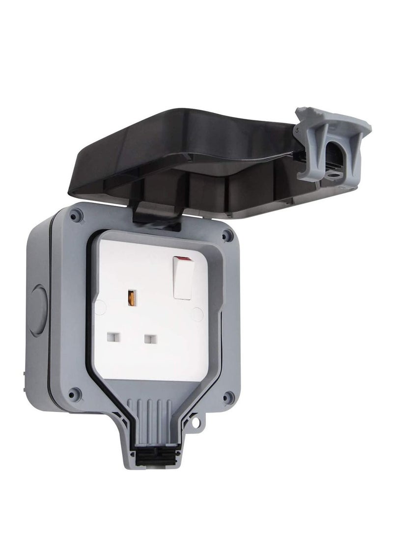 Y&D Outdoor Sockets Waterproof Single Socket, Wall Electrical Outlets, IP66 Switched Socket Covers,13A Weatherproof Plug Box (Single socket)  - Image 1