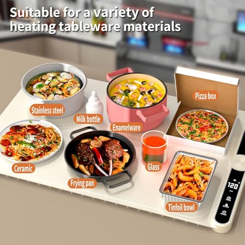 Enem Food Warmer Electric, with Extra Head Pad, Food Warming mat, Food Warmer Electric, 1 Year Warranty & Full Customer Support from Enem, Heat Pad with Adjustable Temperature Levels, 81 * 38 cm - Image 5