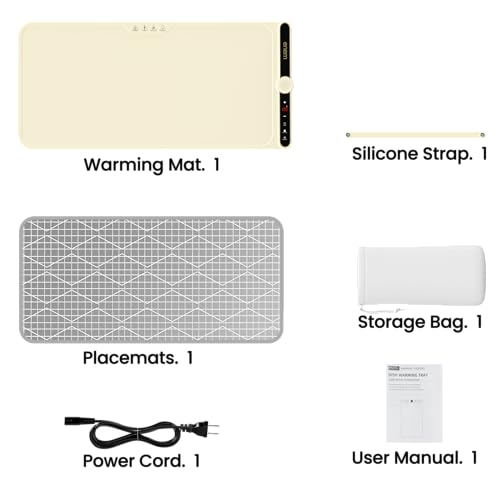 Enem Food Warmer Electric, with Extra Head Pad, Food Warming mat, Food Warmer Electric, 1 Year Warranty & Full Customer Support from Enem, Heat Pad with Adjustable Temperature Levels, 81 * 38 cm - Image 2