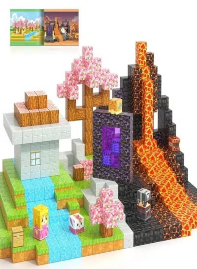 Magnetic Blocks - Build Mine Magnet World Magic Portal Set, Magnetic Tiles 1" Building Blocks Toddler Toys STEM Sensory Outdoor Toys for 3+ Year Old Boys & Girls, Creative Kids Games Kids Toys 84PCS - Image 2