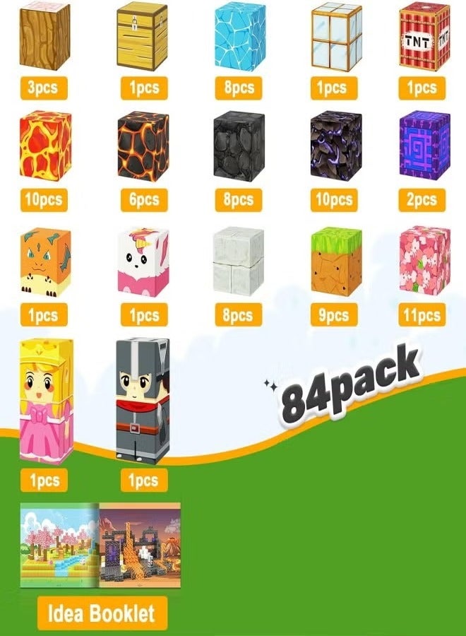 Magnetic Blocks - Build Mine Magnet World Magic Portal Set, Magnetic Tiles 1" Building Blocks Toddler Toys STEM Sensory Outdoor Toys for 3+ Year Old Boys & Girls, Creative Kids Games Kids Toys 84PCS - Image 3