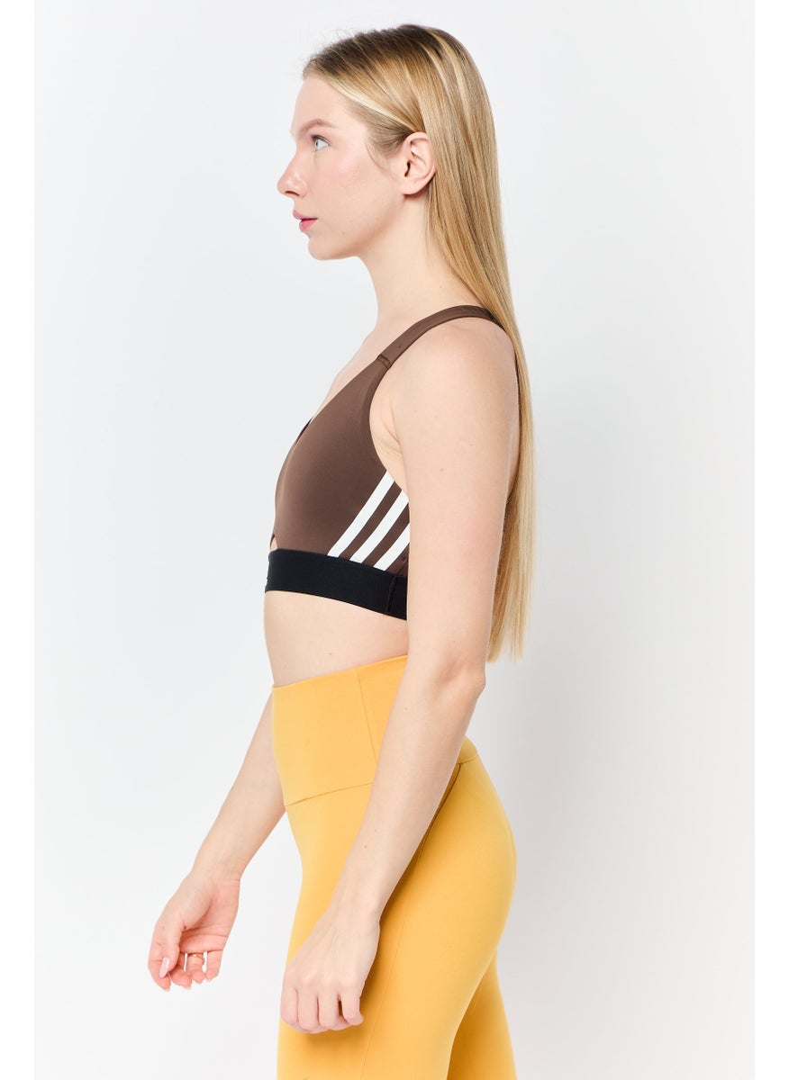 Adidas Women Lightly Padded Brand Logo Training Sport Bra, Brown  - Image 3