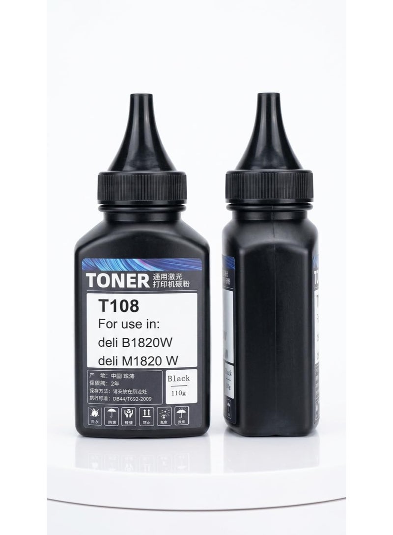 Deli T108 Black Toner Powder Refill for Deli B1820W, M1820W, 110g - Image 2