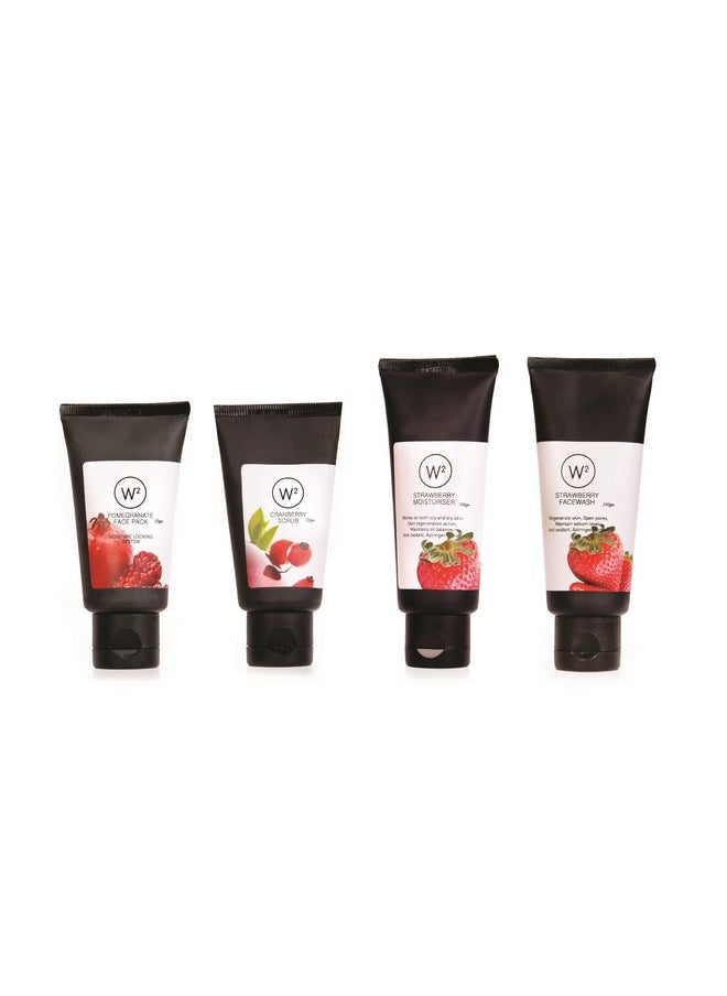 W2 Face Regime (Pomegranate Face Pack, 50G + Cranberry Face Scrub, 50G + Strawberry Moisturiser, 100G + Strawberry Face Wash, 100G) 