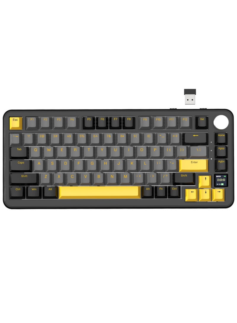Attack Shark X85PRO Wireless Mechanical Keyboard with TFT Screen and Grip, 3 Mode Keyboard, 2.4GHz/Bluetooth/USB-C Wired, 75% QMK Gaming Keyboard with Gasket, Hot Swappable, 4000mAh Battery - Image 1