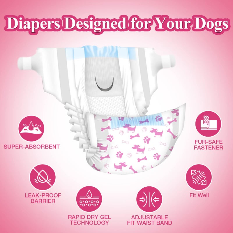 Dono Disposable Dog Diapers Female, Super Absorbent Doggie Diaper, Rapid-Dry Gel Technology Puppy Diapers, Leak-Proof Fit for Doggy Cat in Heat, Excitable Urination, Incontinence, Small - Image 2