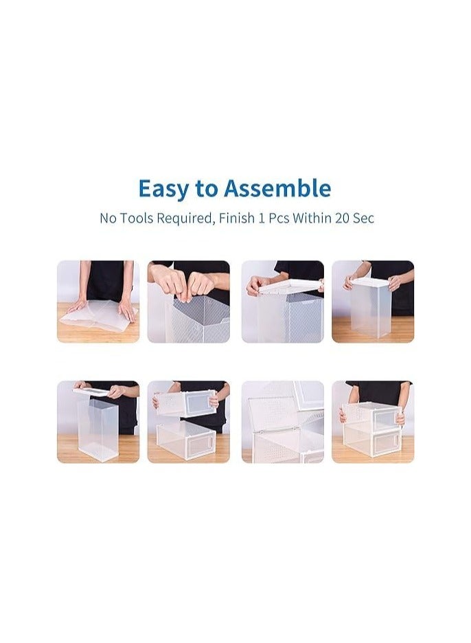 BLOOMING TIME 24pcs Storage box Shoe box Shoe Storage box Transparent Shoe box Foldable Plastic drawer Stackable Storage Cabinet - Image 3