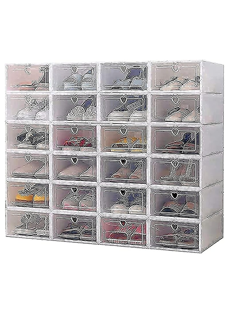 BLOOMING TIME 24pcs Storage box Shoe box Shoe Storage box Transparent Shoe box Foldable Plastic drawer Stackable Storage Cabinet - Image 2