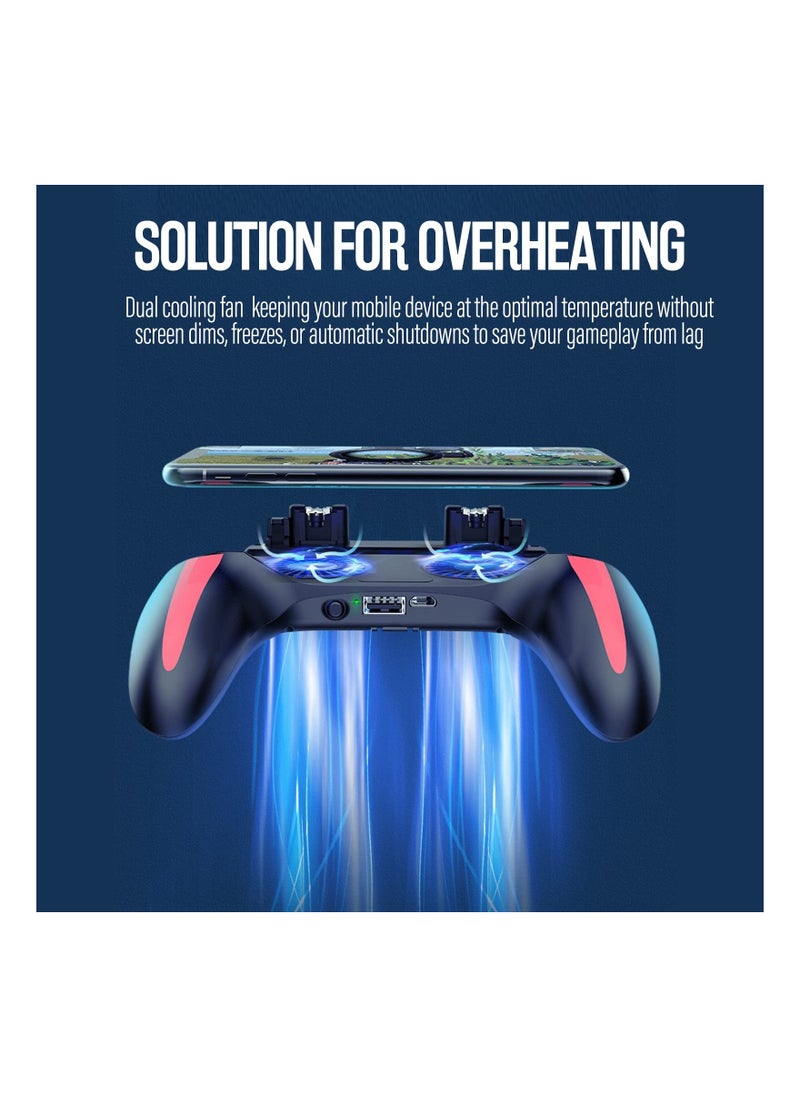 Captaintech Mobile Game Controller with 5000mAh Power Bank & Cooling Fan, Phone Game Controller with L1R1 Triggers Joystick for PUBG/Call of Duty/Fortnite, Phone Gaming Grip Gamepad for 4.7-7 Android iOS Phone  - Image 3
