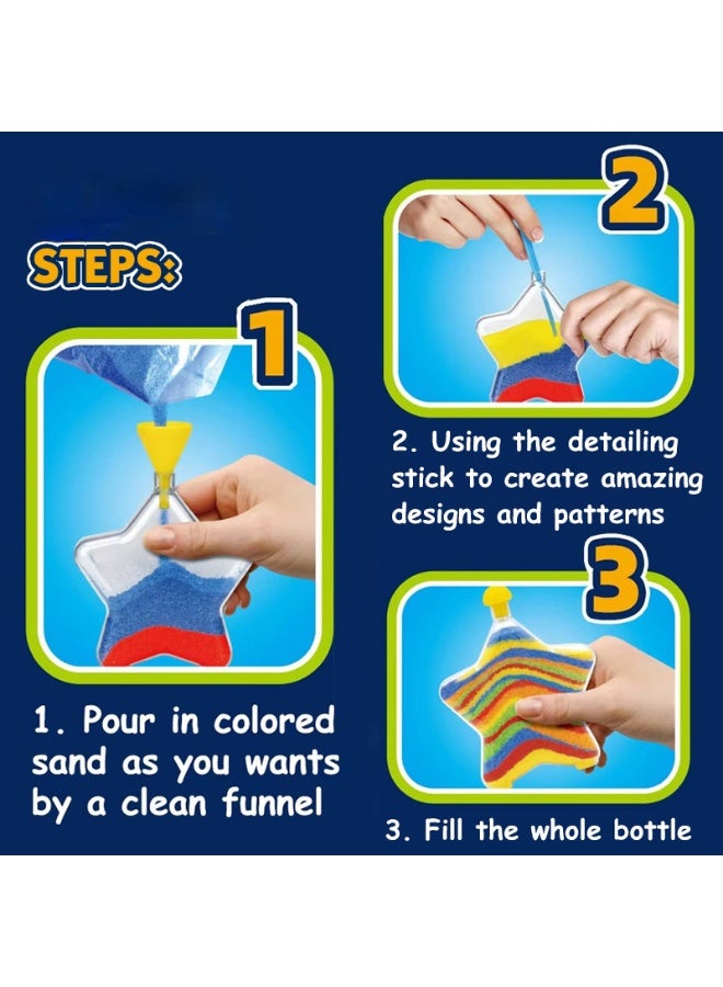 Capstro Glitter & Glow Magical Sand Art Kit for Kids – Rainbow Diamond DIY Sand Bottle Craft Set with 4 Bottles, Glow Sand, Glitter & Tools | Creative Arts & Crafts Activity Toy for Girls & Boys Ages 5+ - Image 2