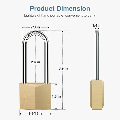 Puroma 2 Pack Keyed Padlock Waterproof Solid Brass Lock, 2.6 Inch Padlock with 3 Keys Alike for Sheds, Storage Unit School Gym Locker, Fence, Toolbox, Hasp Storage - Image 5