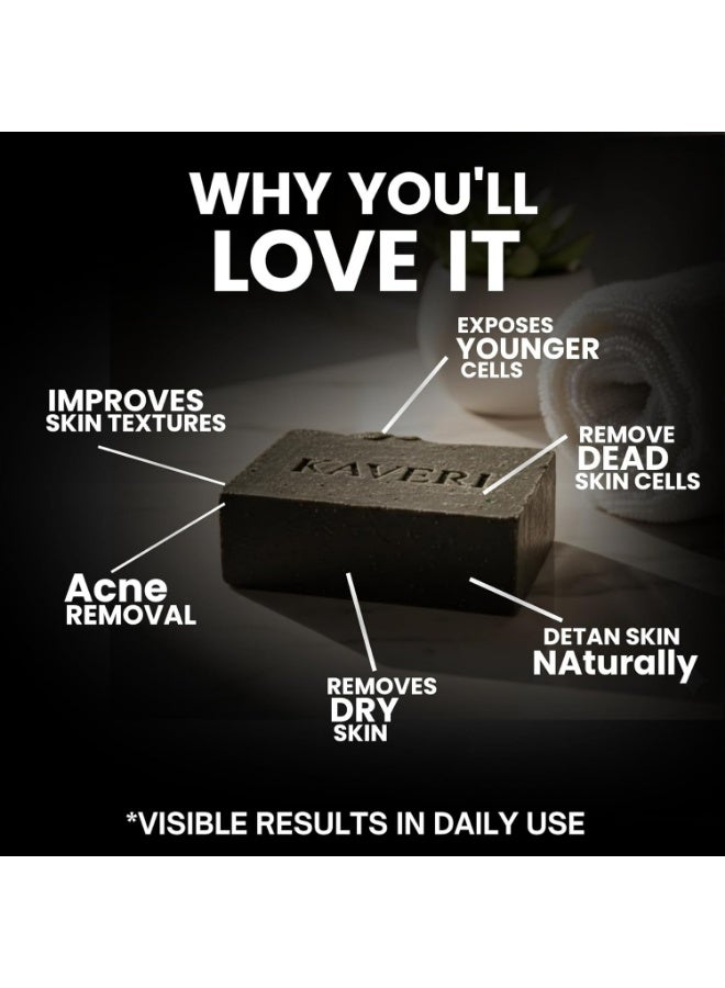 KAVERI Activated Charcoal Mint Soap Bar for Oily Skin Deep Pore Cleansing | Natural Detox Bathing Soap for Acne Oil Control | Draws out dirt, oil, and impurities | 110g ( Pack Of 3) - Image 4