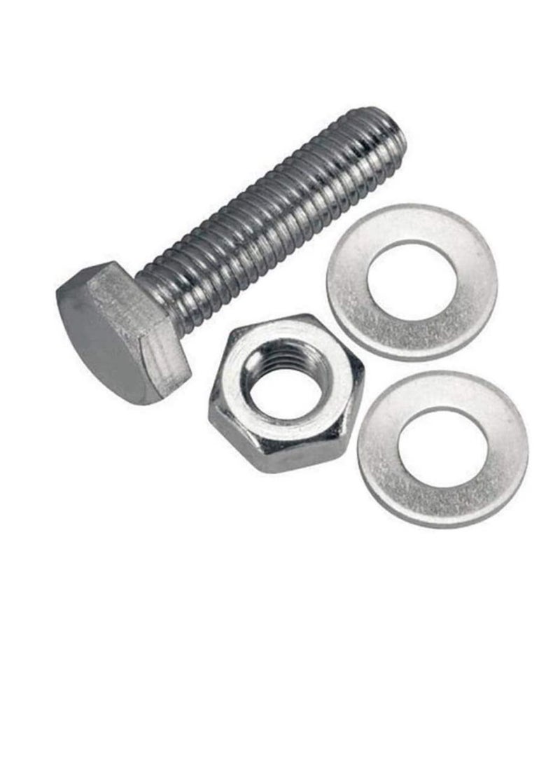 12 pcs Hex Head Screw Bolts Nuts & Washers Fully Thread GI Plain Finish Bolt Set. (10, 100M) - Image 3