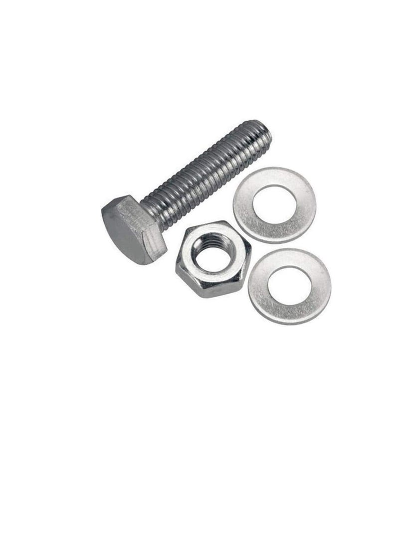 12 pcs Hex Head Screw Bolts Nuts & Washers Fully Thread GI Plain Finish Bolt Set. (10, 100M) - Image 1