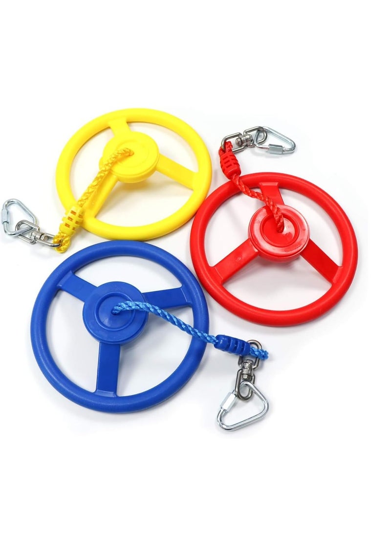 SYOSI Ninja Wheel Obstacle for Kids, Swing Monkey Wheel for Ninja Warrior Obstacle Course for Kids Ninja Warrior Slackline Kits Blue Red Yellow 3Pcs  - Image 3