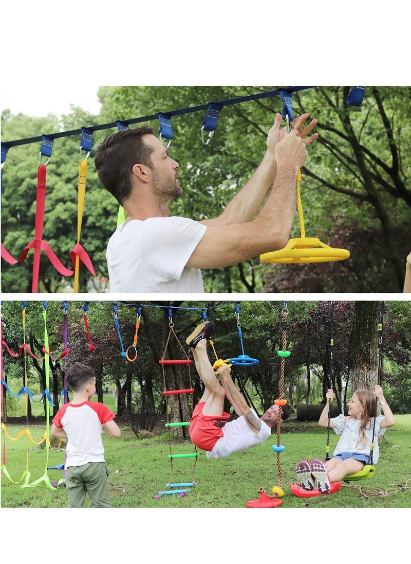 SYOSI Ninja Wheel Obstacle for Kids, Swing Monkey Wheel for Ninja Warrior Obstacle Course for Kids Ninja Warrior Slackline Kits Blue Red Yellow 3Pcs  - Image 5