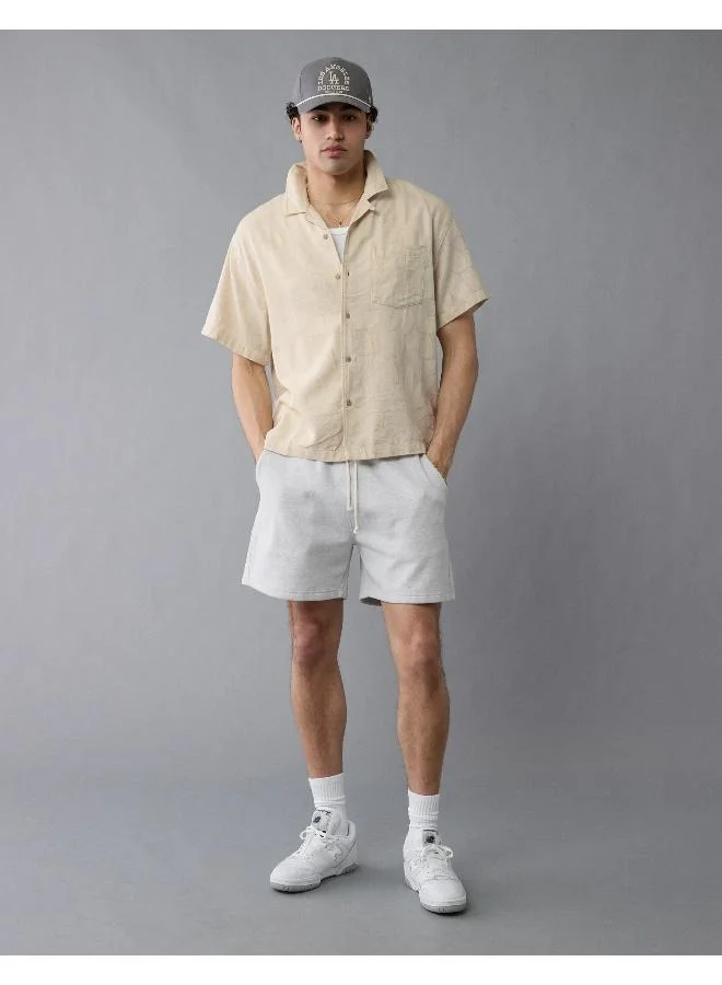 American Eagle AE Floral Linen-Blend Button-Up Poolside Shirt