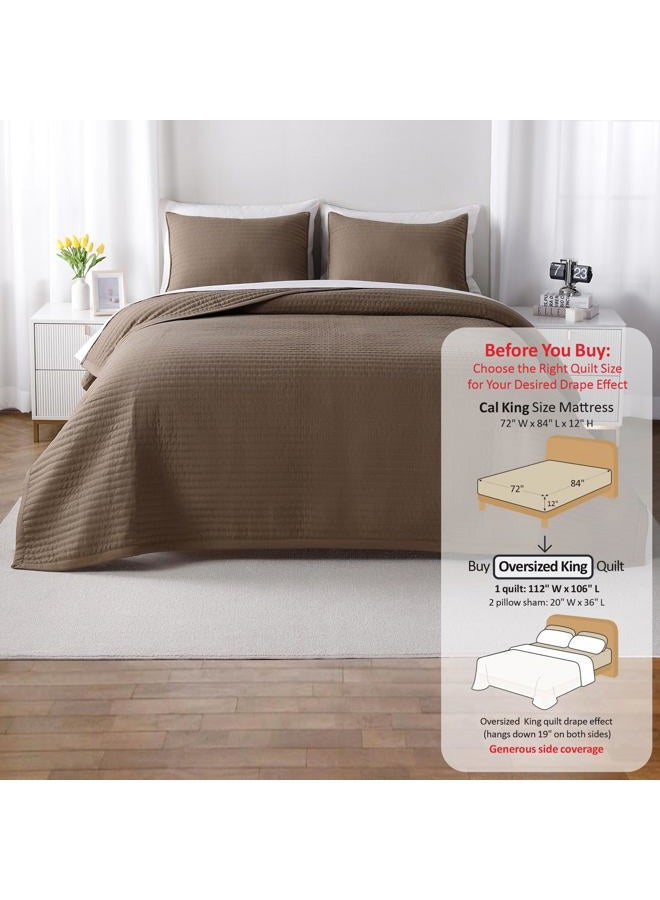 DAWNDIOR Max Oversized California King Quilt Set – 112"x106" Soft Washed 3-Layer Lightweight Bedspread with Multi-Lock Quilting, Minimalist Nordic Bedding, All-Season Quilt Set (1 Quilt + 2 Pillow Shams)Cub - Image 3