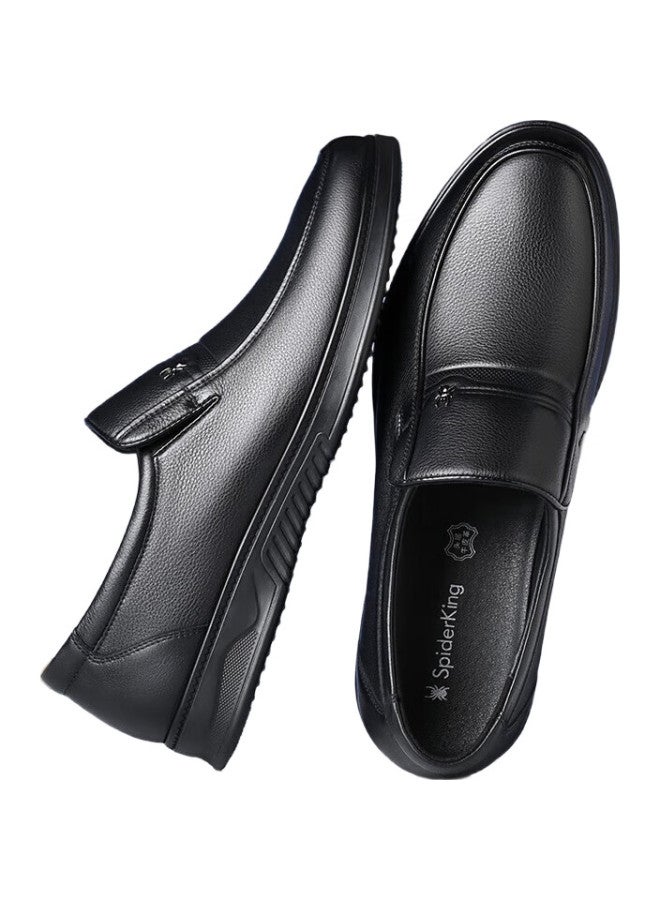 Spider King Men'S Leather Shoes, Business Casual Leather Shoes, Soft Sole, Soft Leather, Breathable, Middle-Aged Dad Shoes, 22781, Black, Size 39 - Image 1
