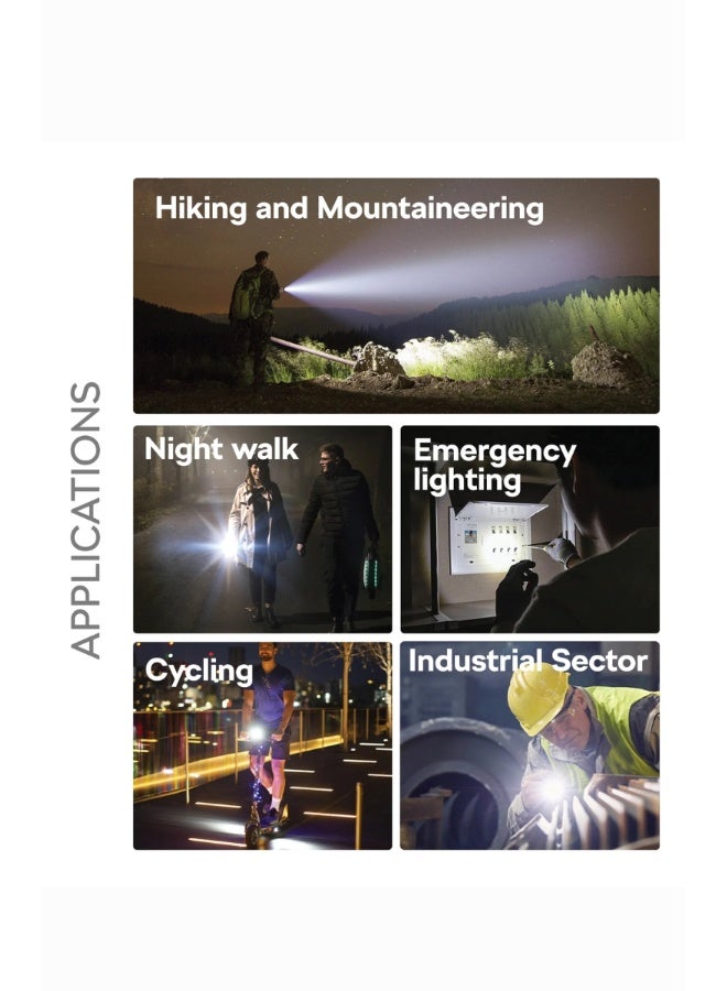 Philips Pack of 2 Rechargeable LED Flashlight | 650 Lumens | 450m Long Range Torch | 2000mAh Battery | USB Type-C Charging | SOS & Strobe | Durable Aluminium Tactical Light SFL2242/56 grey - Image 5