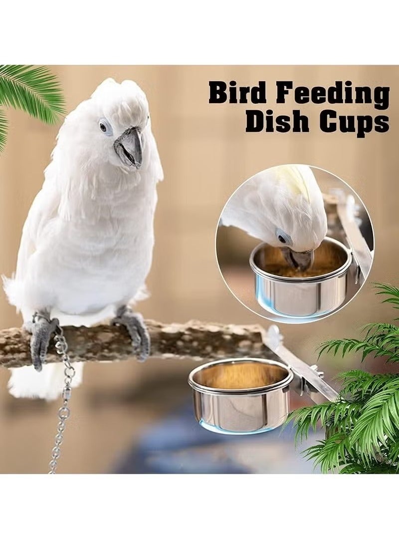 2 Pack Bird Cage Food Water Dispenser Parrot Food Dish Bird Feeder Cup for Cage, Stainless Steel Bird Food Holder Container for Parrot Macaws Ferret Parakeet Cockatiel Budgerigar - Image 3