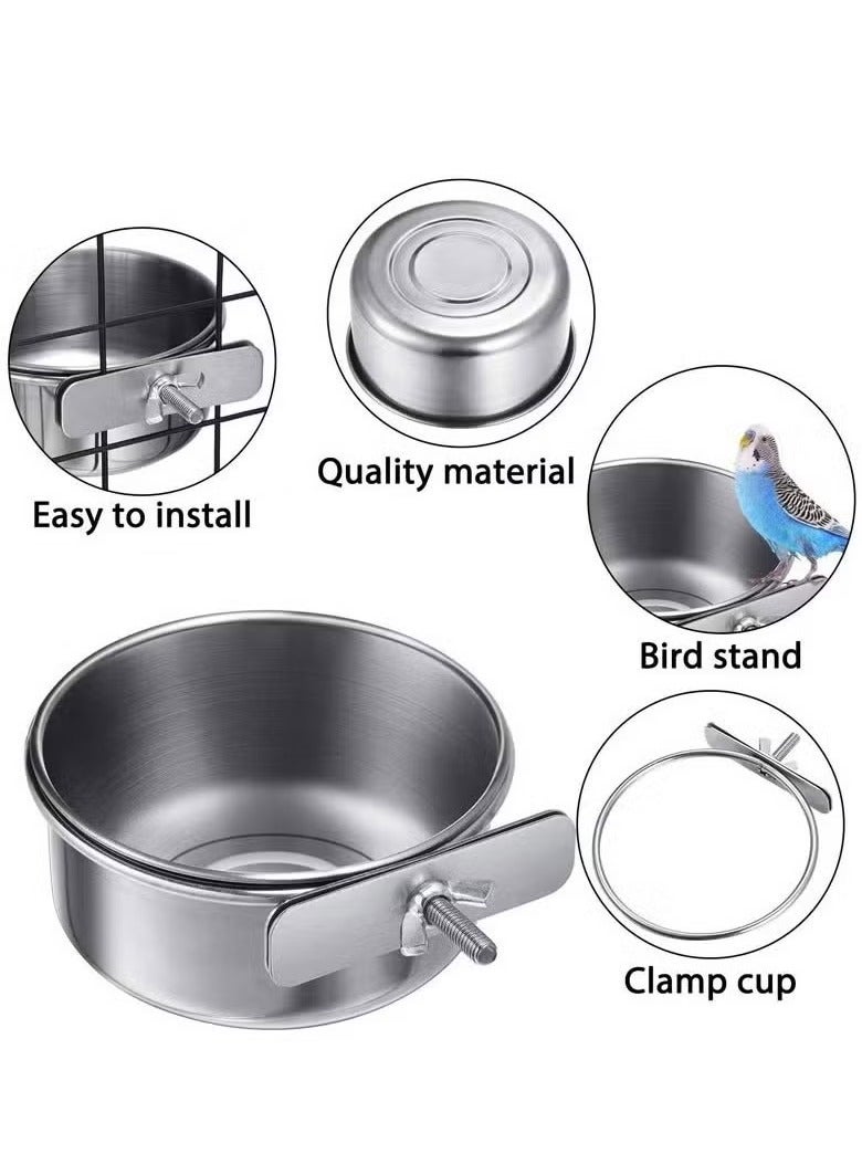 2 Pack Bird Cage Food Water Dispenser Parrot Food Dish Bird Feeder Cup for Cage, Stainless Steel Bird Food Holder Container for Parrot Macaws Ferret Parakeet Cockatiel Budgerigar - Image 4