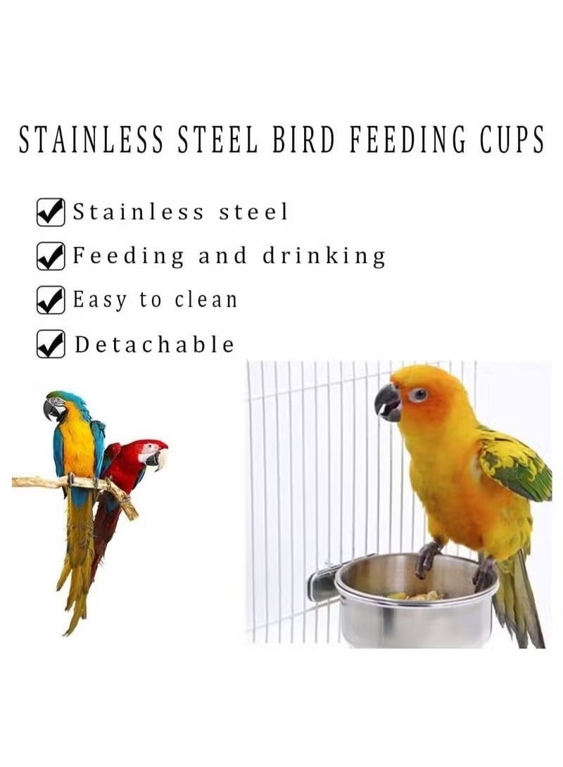 2 Pack Bird Cage Food Water Dispenser Parrot Food Dish Bird Feeder Cup for Cage, Stainless Steel Bird Food Holder Container for Parrot Macaws Ferret Parakeet Cockatiel Budgerigar - Image 5