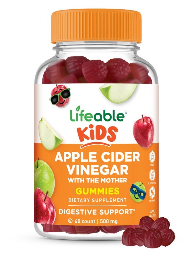 Lifeable Apple Cider Vinegar - for Kids - ACV with The Mother - 500 mg Gummies - Great Tasting Natural Flavor Vitamin Supplement - Gluten Free Vegetarian GMO-Free Chewable - for Children - 60 Gummies - Image 1