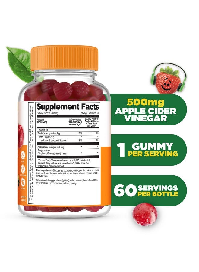 Lifeable Apple Cider Vinegar - for Kids - ACV with The Mother - 500 mg Gummies - Great Tasting Natural Flavor Vitamin Supplement - Gluten Free Vegetarian GMO-Free Chewable - for Children - 60 Gummies - Image 2