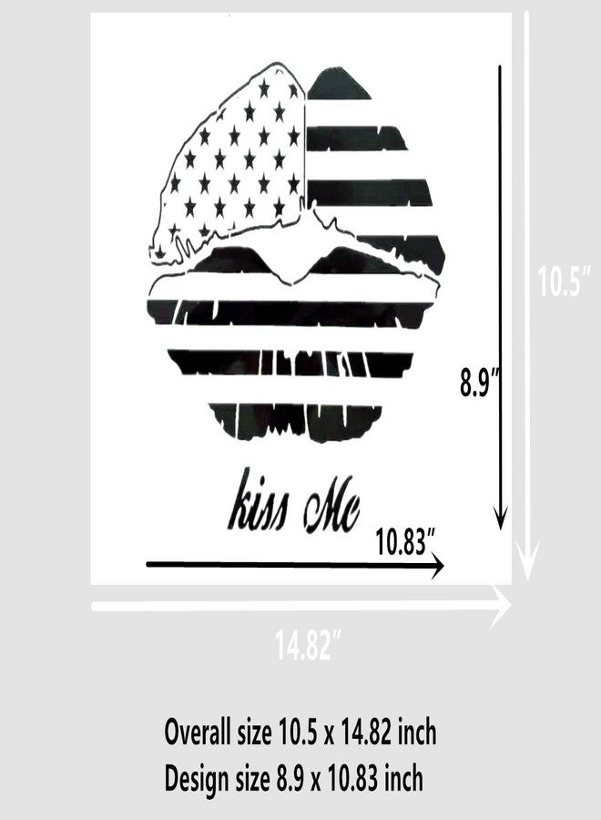 OBUY Large Patriotic Stencils American Flag American Map USA Stencil for Painting on Wood, Fabric, Walls, Airbrush + More | Reusable Mylar Template (Lip Print Flag) - Image 2