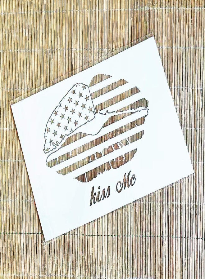 OBUY Large Patriotic Stencils American Flag American Map USA Stencil for Painting on Wood, Fabric, Walls, Airbrush + More | Reusable Mylar Template (Lip Print Flag) - Image 5