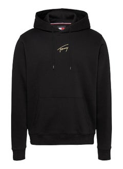 TOMMY JEANS Men's Gold Signature Logo Hoody, Black - Cotton  - Image 2