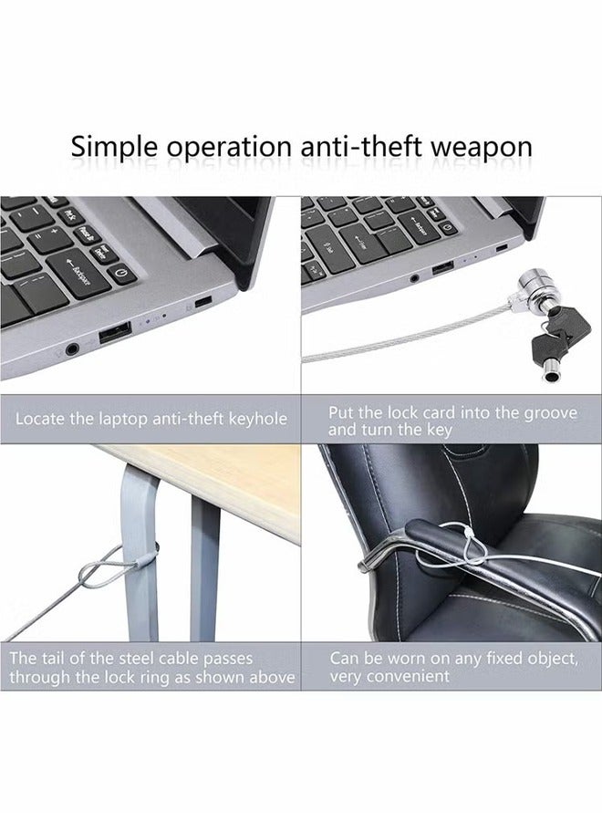 Laptop Lock, 1.2M Universal Laptop Notebook Combination Lock Security Cable, Office Dormitory Meeting Study Room Security Lock, for Most Notebooks, Desktops, Projectors LCD Key Lock with 2 Keys - Image 3