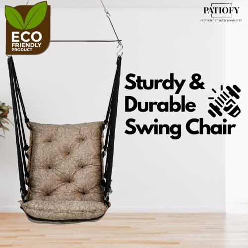 Patiofy Large Soft Leather Velvet Hammock Hanging Swing for Adults/Jhula/Swing for Balcony/Swinging Chair/Home Swing 200 Kgs Weight Capacity (Free Hanging Accessories- Beige, Cotton) - Image 2