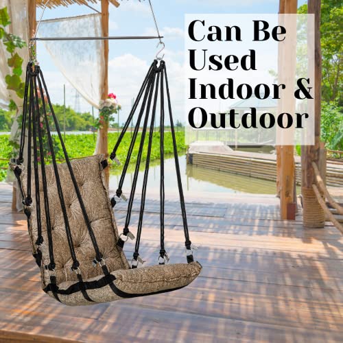 Patiofy Large Soft Leather Velvet Hammock Hanging Swing for Adults/Jhula/Swing for Balcony/Swinging Chair/Home Swing 200 Kgs Weight Capacity (Free Hanging Accessories- Beige, Cotton) - Image 5