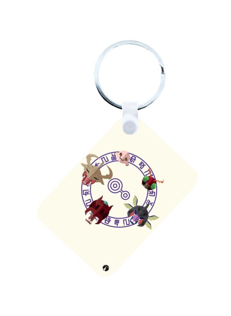RKN Anime Digimon Printed Keychain Beige/Red/Purple