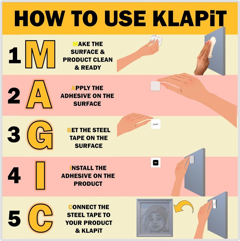 KLAPiT Magnetic Picture Hanging Strips - Spare Steel Tape - Image 3