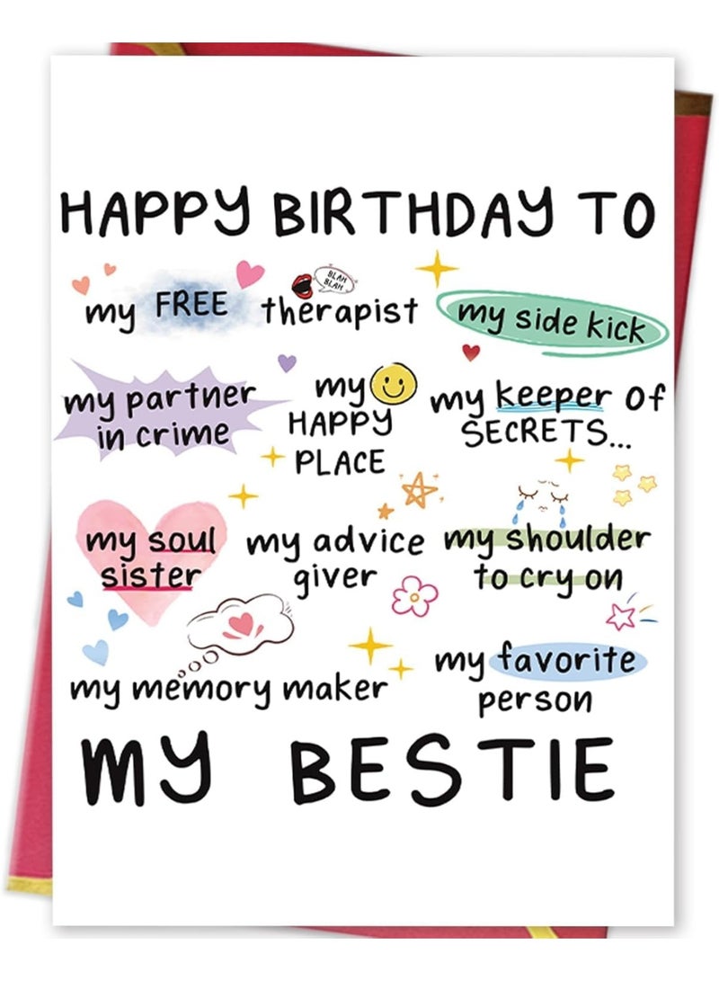 Funny Birthday Card for Women Sister, Happy Bday Gifts for Bestie, Bestfriend Birthday Cards, Bestie & Friendship Birthday Card - Image 1
