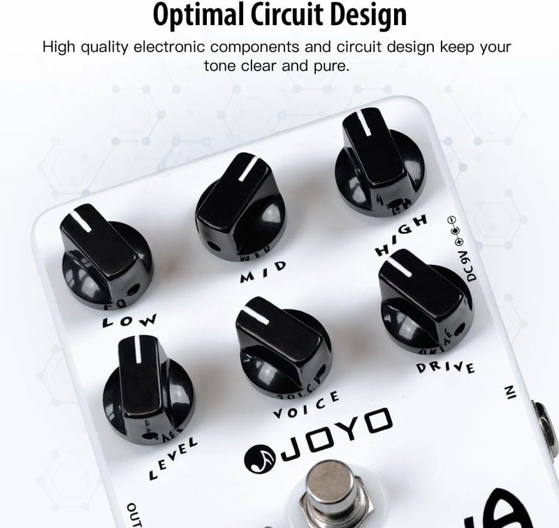 JOYO Overdrive Distortion Pedal Amp Simulator Rock Tones from OD to Dist for Electric Guitar Effect - Bypass (California Sound JF-15) - Image 3