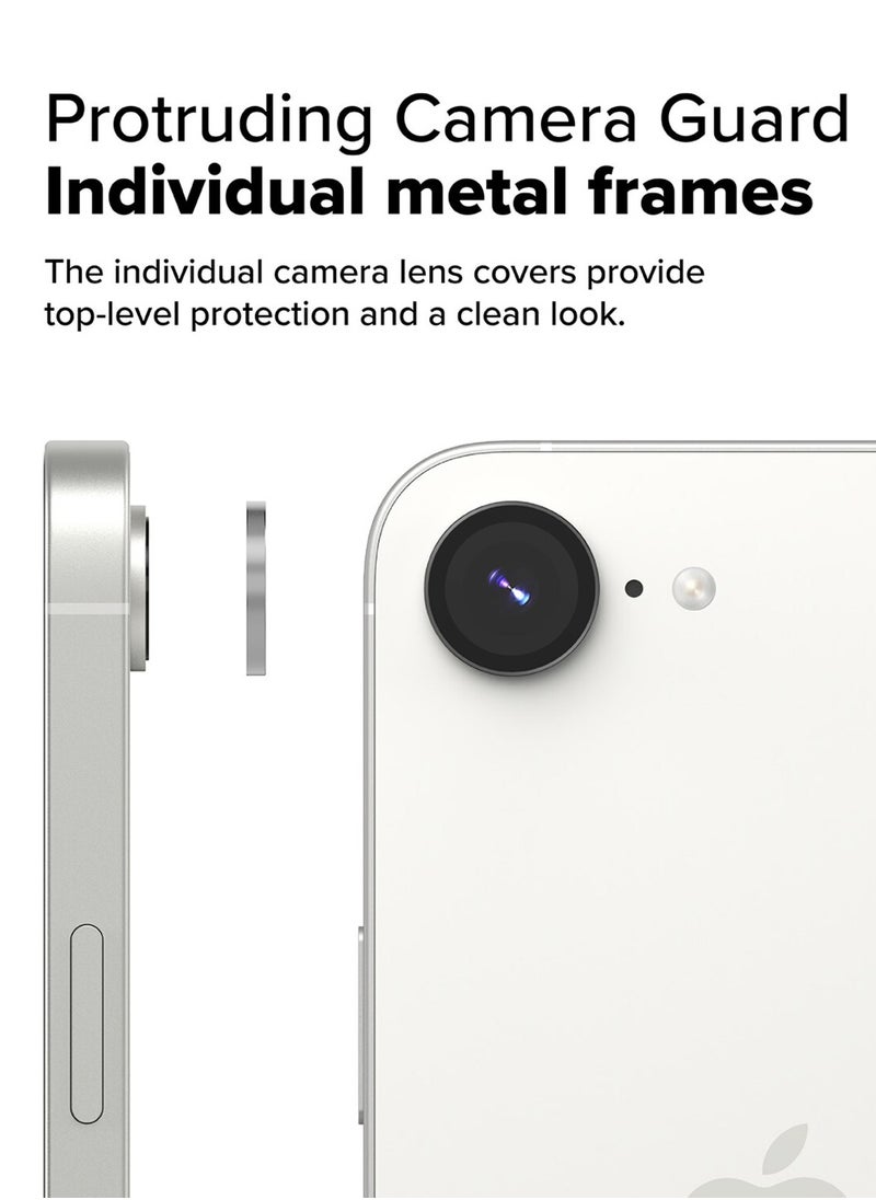 Wtech - Apple iPhone 16e 5G 2025 Premium Camera Lens Tempered Glass Protector with Alignment Kit - Clear/Silver - Image 1