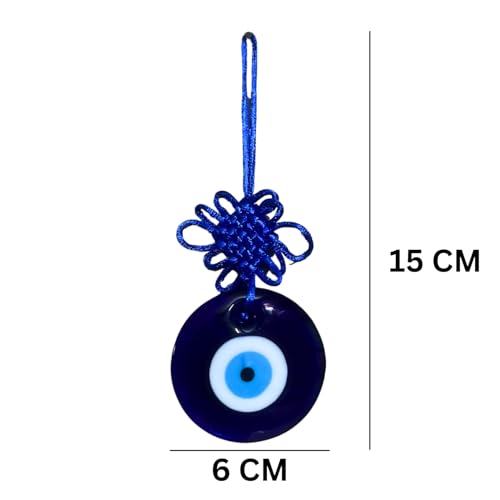 GJ Big Eyes Evil Eye Hanging Nazar Battu for Home & Car | for Good Luck & Prosperity, Glass, Blue (6cm-Pendant)| Evil Eye Hanging| Nazar Battu - Image 2
